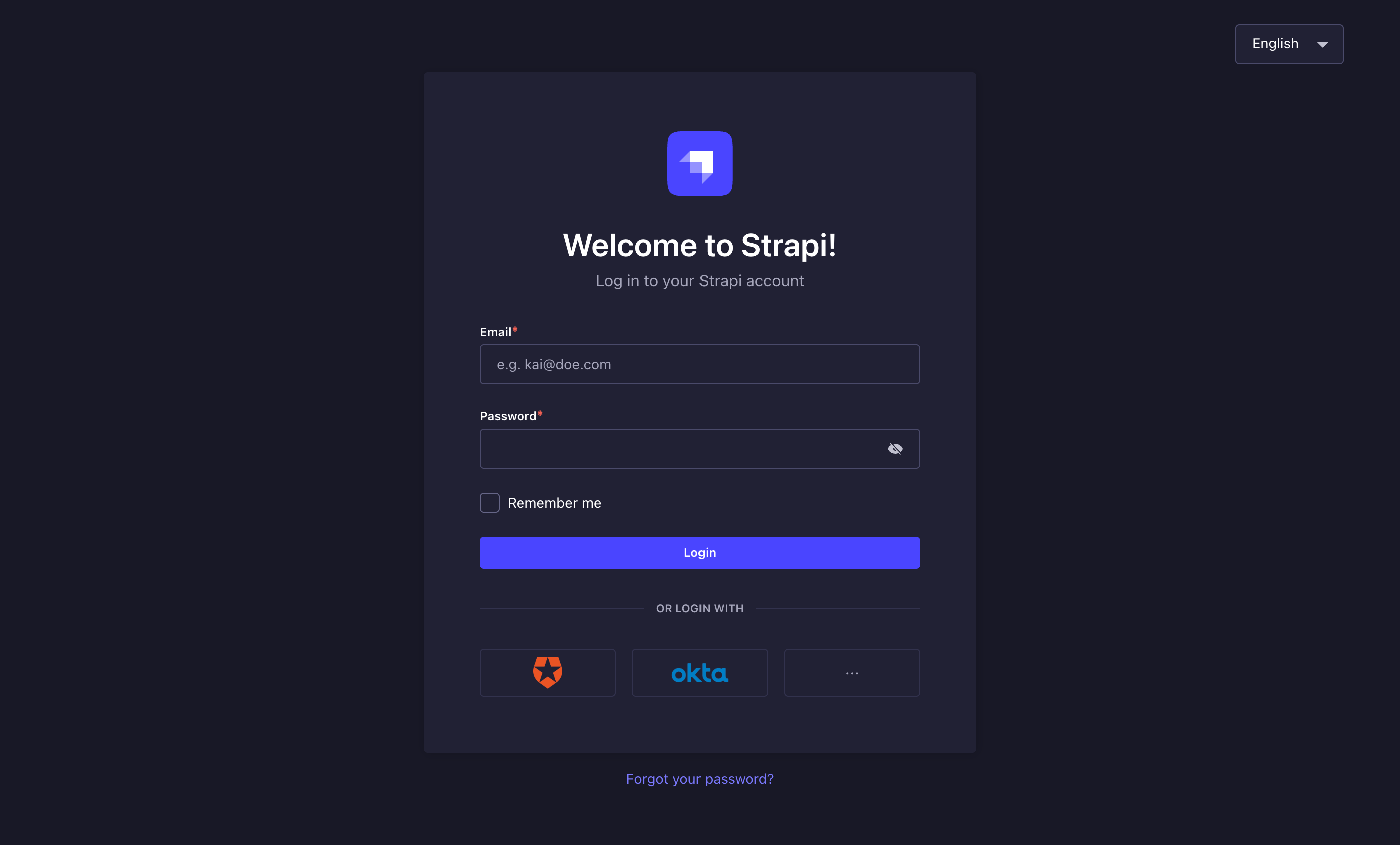 Login page