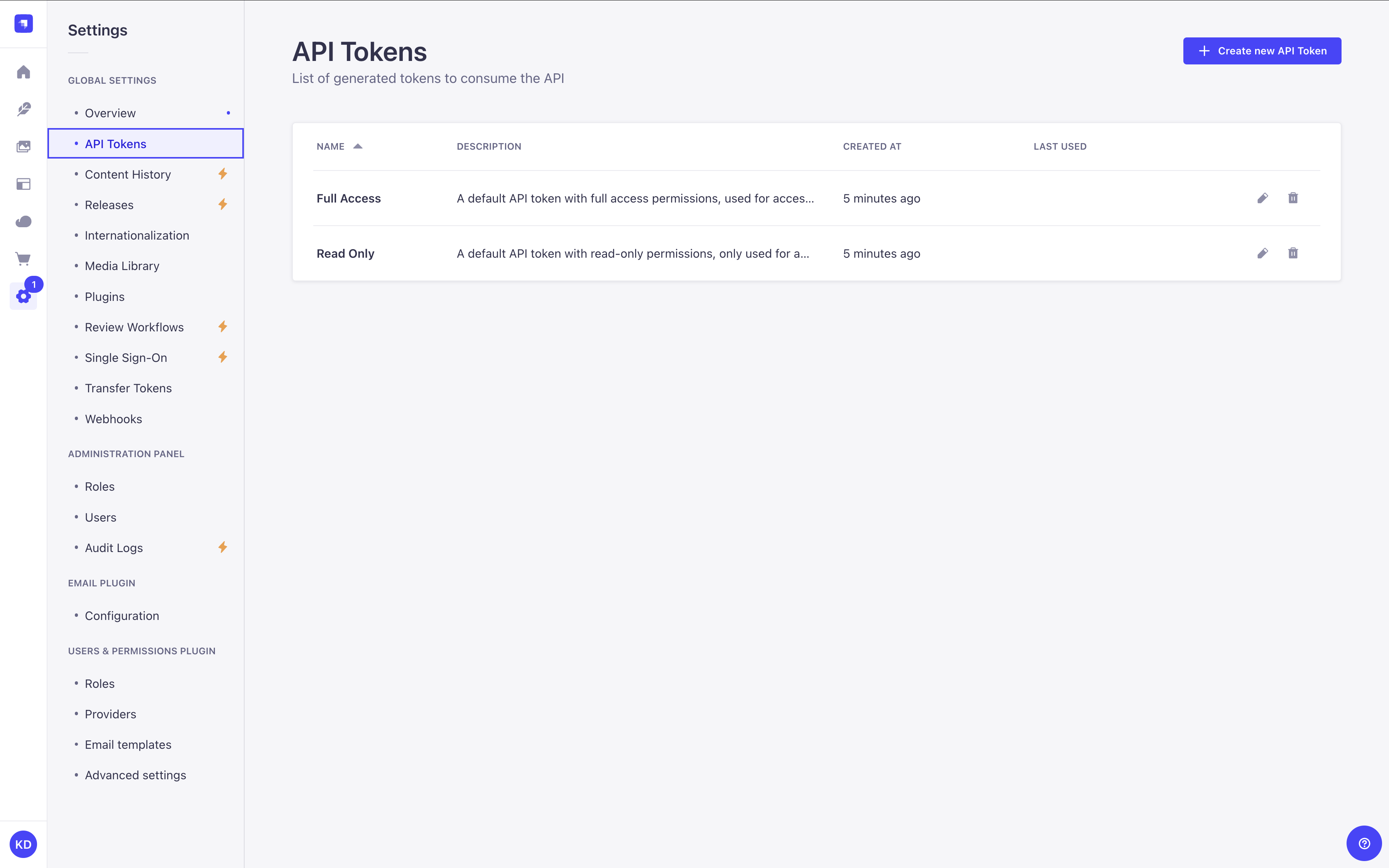 API tokens